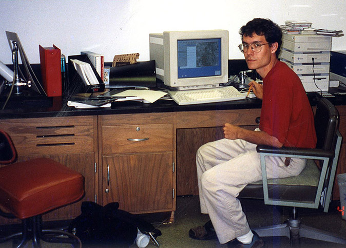 Murray Blackmore at a computer while in college